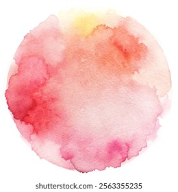 Soft pink watercolor circle with warm tones, ideal for elegant design projects and backgrounds.