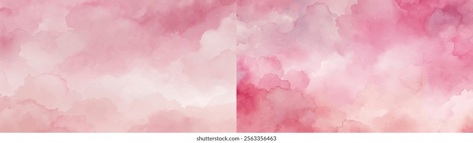 Soft pink watercolor clouds create a serene and calming background.