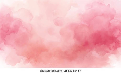 Soft pink watercolor clouds provide a dreamy and tranquil backdrop for designs.