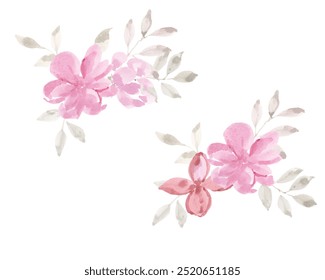 Soft Pink Watercolor Flower Arrangement