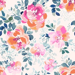 Soft Pink Watercolor Flower Print ~ Seamless Background