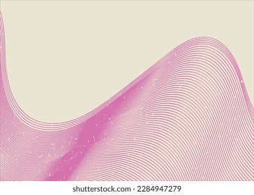 Ola rosa suave de líneas texturadas. Ola de sonido dinámica. Elemento de diseño de arte óptico. Fondo vectorial.