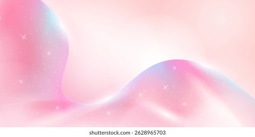 Soft pink waves with glowing sparkles create a dreamy, celestial, and peaceful atmosphere