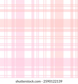 Soft pink and white tartan pattern with a delicate, feminine touch. Ideal for fashion, stationery, fabric design, and baby-themed projects. A charming, seamless pattern for versatile designs.