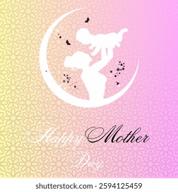 A soft pink and yellow gradient background.
A white silhouette and moon, creating a warm and gentle feel.