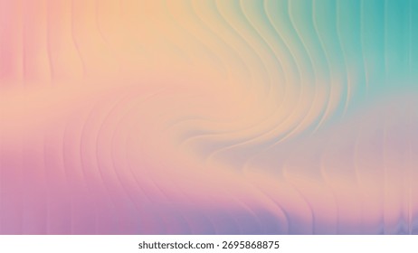 Un gradiente suave y pixelado de colores pastel, que se mezcla de melocotón y amarillo a azul y púrpura, creando un fondo abstracto de ensueño.