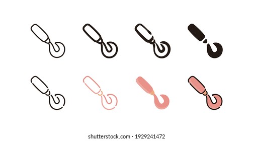 Soft plastic bait Icon Set (8 different style vector icon set)