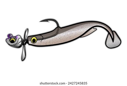 cebo de plástico suave con hélice jig head vector señuelo de pesca