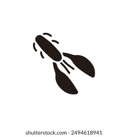Soft plastic craw icon. Flat silhouette version.