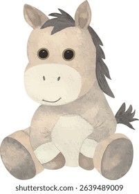 Soft plush horse in warm pastel colors. Perfect for nursery decor, baby shower cards, and children’s invitations.