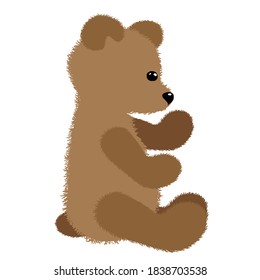 Soft plush toy brown teddy bear. Vector illustration