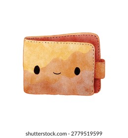Soft plush wallet with cute smiling face and warm pastel colors