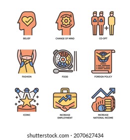 Soft Power Icons Set Filled Outline Style