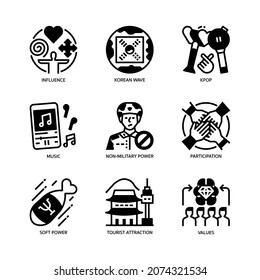 Soft Power Icons Set Glyph Style