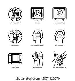 Soft Power Icons Set Outline Style