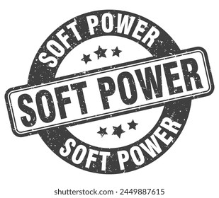 Soft-Power-Stempel. Soft-Power-Zeichen. Runde Grunge-Etikett