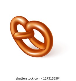 Soft pretzel icon. Realistic illustration of soft pretzel vector icon for web design isolated on white background