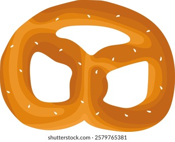 Soft Pretzel Snack with Sesame Seeds Illustration Isolated on White Background