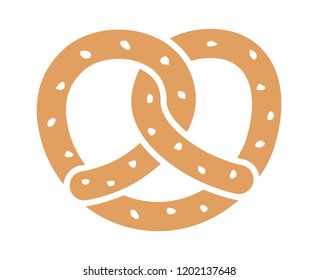 Soft pretzel twisted knot bread flat color vector icon for apps and websites