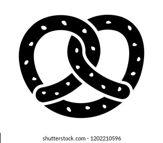 Soft pretzel twisted knot bread with salt flat vector icon for apps and websites