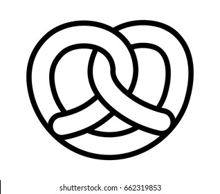 Soft pretzel twisted knot bread line art vector icon for apps and websites