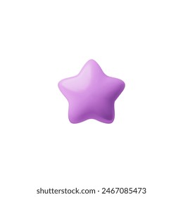 Soft purple 3D star icon. Vector illustration of a single, glossy purple star, ideal for decorative purposes or highlighting special achievements.