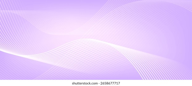 Fondo abstracto púrpura suave con líneas curvas blancas fluidas y gradiente suave. Ideal para temas de belleza, bienestar o diseño elegante.