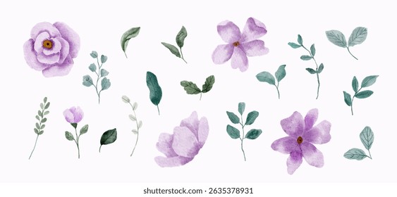 soft purple floral watercolor collection