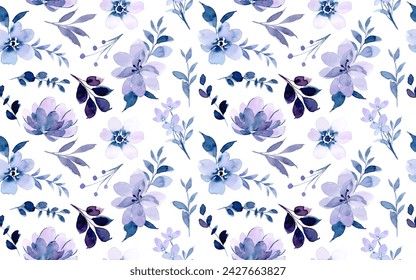 Soft purple floral watercolor seamless pattern for background, fabric, textile, fashion, wallpaper, wedding, banner, sticker, decoration etc.