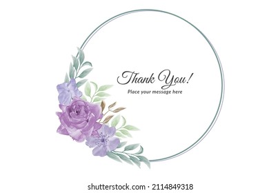 Soft purple green floral frame background with watercolor Free Vector
