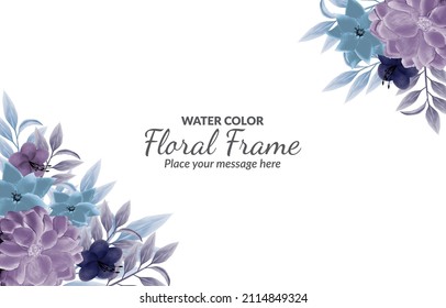 Soft purple green floral frame background with watercolor Free Vector