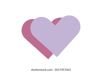 Soft Purple Heart with Pink Shadow – Pastel Flat Design
