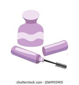 soft purple mascara and perfume flat design illustrations