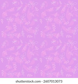 Soft purple pattern with delicate hand-drawn leaves. A seamless, elegant design perfect for backgrounds, stationery, and textiles.
