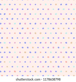 Soft purple polka dot seamless pattern. Pastel color polka dots pattern background. 