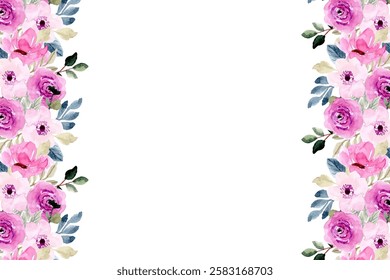 Soft purple watercolor flower, floral illustration isolated on white background.