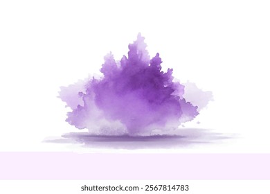 Soft purple watercolor splash, abstract art design, artistic background element, vibrant color blend, creative illustration.
