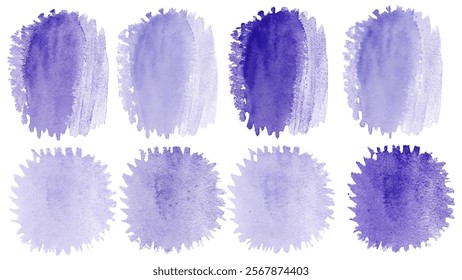 Soft purple watercolor swatches, artistic brush strokes, abstract design elements, versatile background use.