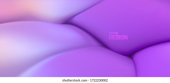 Soft purple wave. Abstract colorful liquid background. Vector 3d illustration. Fluid dynamic texture. Minimalist cover template. Decoration element for poster or landing page