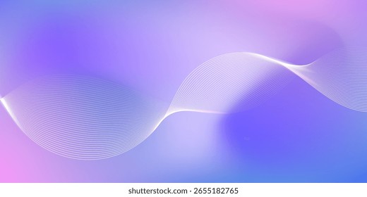 Fundo de onda roxo suave com brilho de luz, estilo abstrato moderno para projetos de tecnologia ou design