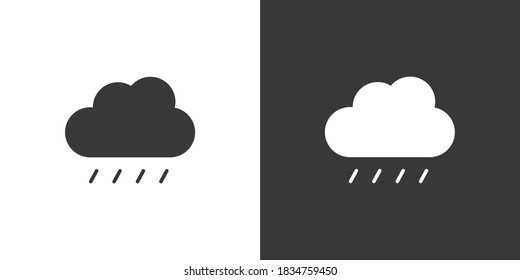 Soft rain and cloud. Isolated icon on black and white background. Weather vector illustration