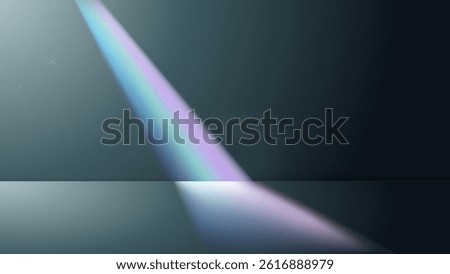 Soft rainbow beam cutting through dark wall background, evoking feelings of hope and beauty amidst contrast and shadows. Vector illustration.