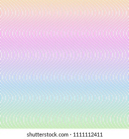 Soft rainbow color. Linear background. Design elements. Poligonal lines. Guilloche. The protective layer for banknotes, diplomas and certificates template. Vector illustration EPS 10