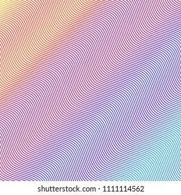 Soft rainbow color. Linear background. Design elements. Poligonal lines. Guilloche. The protective layer for banknotes, diplomas and certificates template. Vector illustration EPS 10