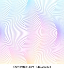 Soft rainbow color. Linear background. Design elements. Poligonal lines. Guilloche. The protective layer for banknotes, diplomas and certificates template. Vector illustration EPS 10