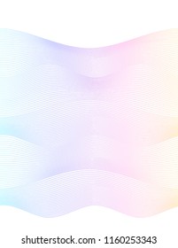 Soft rainbow color. Linear background. Design elements. Poligonal lines. Guilloche. The protective layer for banknotes, diplomas and certificates template. Vector illustration EPS 10