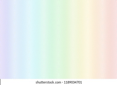 Soft rainbow color. Linear background. Design elements. Poligonal lines. Guilloche. The protective layer for banknotes, diplomas and certificates template. Vector illustration EPS 10