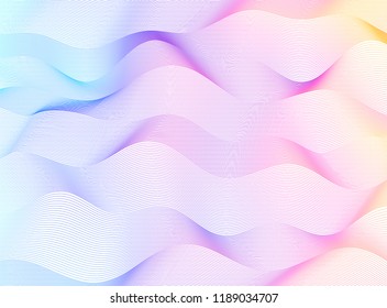 Soft rainbow color. Linear background. Design elements. Poligonal lines. Guilloche. The protective layer for banknotes, diplomas and certificates template. Vector illustration EPS 10