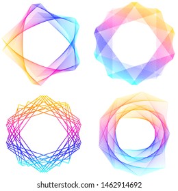 Soft rainbow color. Linear background. Design elements. Poligonal lines. Guilloche. The protective layer for banknotes, diplomas and certificates template. Vector illustration EPS 10