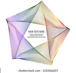 Soft rainbow color. Linear background. Design elements. Poligonal lines. Guilloche. The protective layer for banknotes, diplomas and certificates template. Vector illustration EPS 10